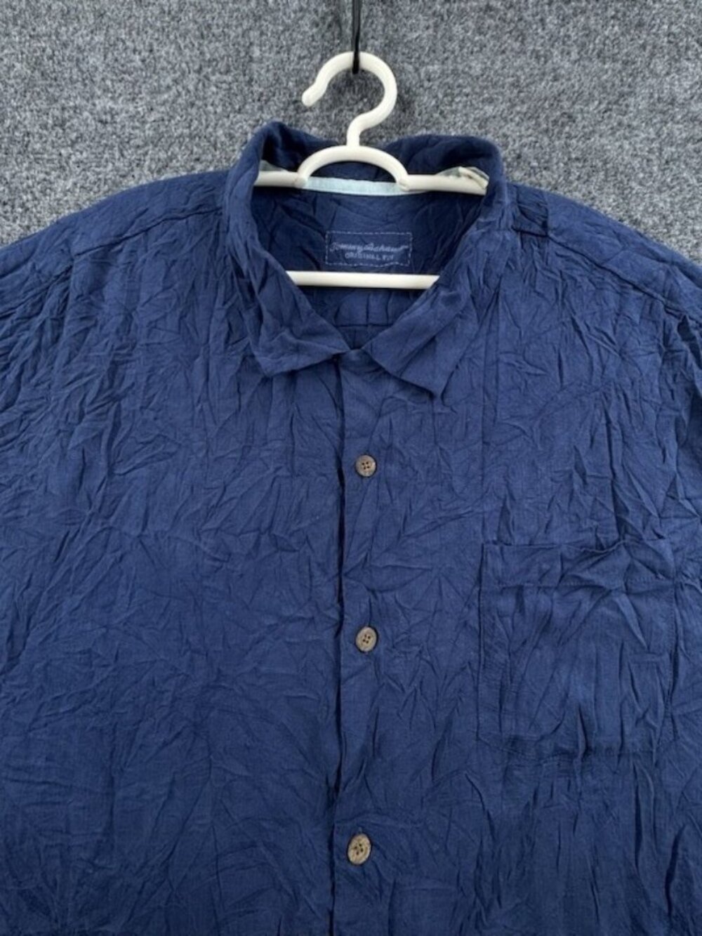 Tommy Bahama Short Sleeve Silk 3XL Blue Beach Button Up Shirt Pocket Mens Casual